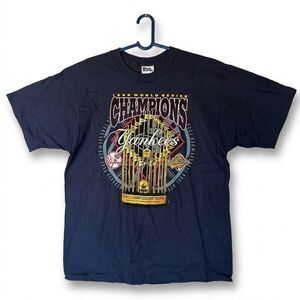 Vintage 1996 World Series Champions NY Yankees Trophy Pro-Player T-Shirt Blue L